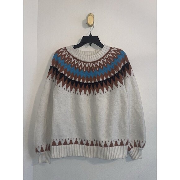 Panache Fair Isle Sweater Crew Neck Aztec Print Womens XL XLarge Cream - Picture 1 of 4